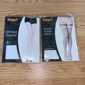 New! Two Pack Bundle - White Costume Tights/Thigh High